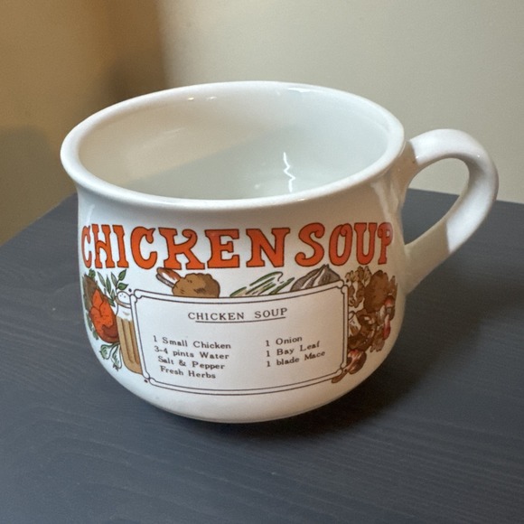 The Unbranded Brand Other - Vintage Chicken Soup Recipe Mug Ceramic Cup Bowl With Handle 70s Retro